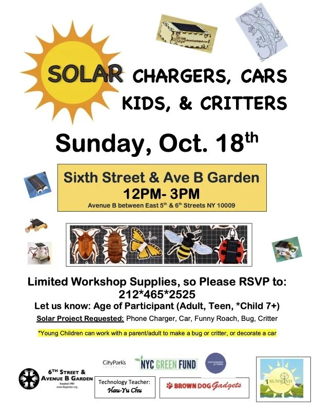 Solar Chargers, Cars, Kids & Critters - a solar gadget workshop
