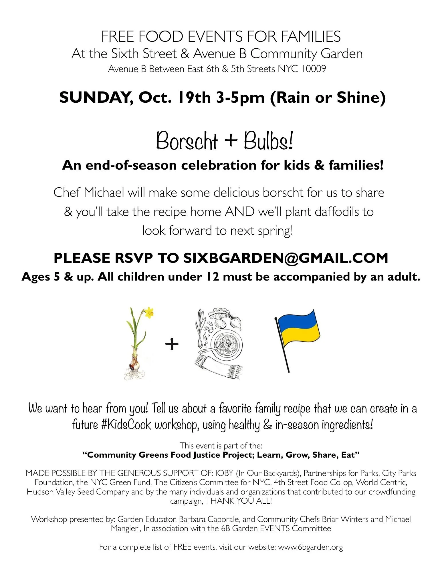 Borscht & Bulbs - a kid & family end-of-season event!
