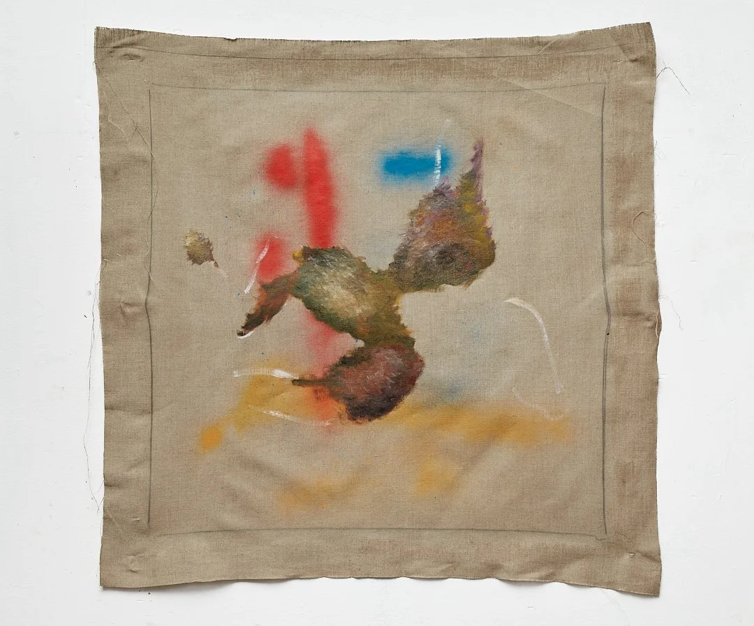 Skyfall,
Oil and spray paint on unstretched linen,
80x78cm,
2025