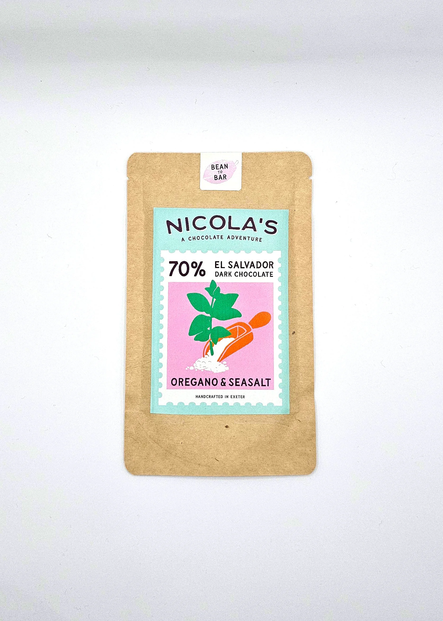 Nicola's Oregano and Seasalt 70% dark chocolate