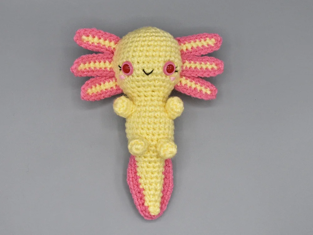 Golden Albino Axolotl Plush — Kendra's Crafty Crafts
