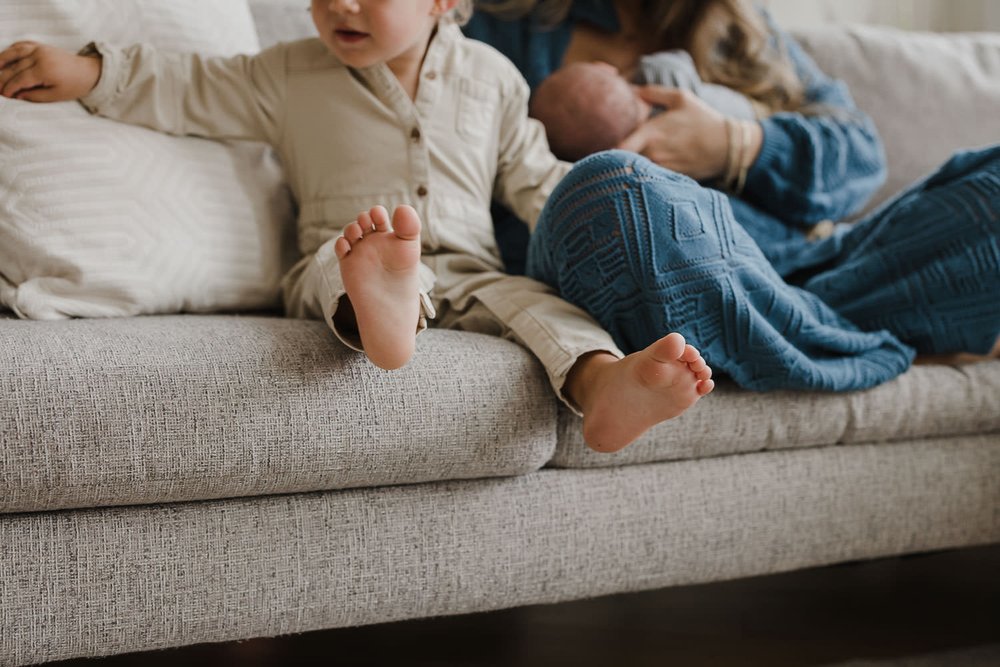 In-home family session with two young children