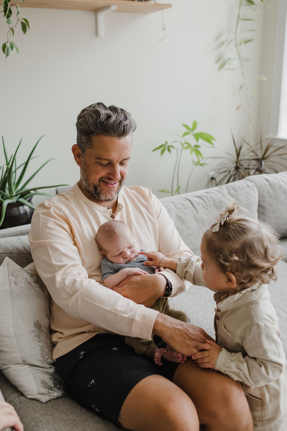 In-home family session with two young children