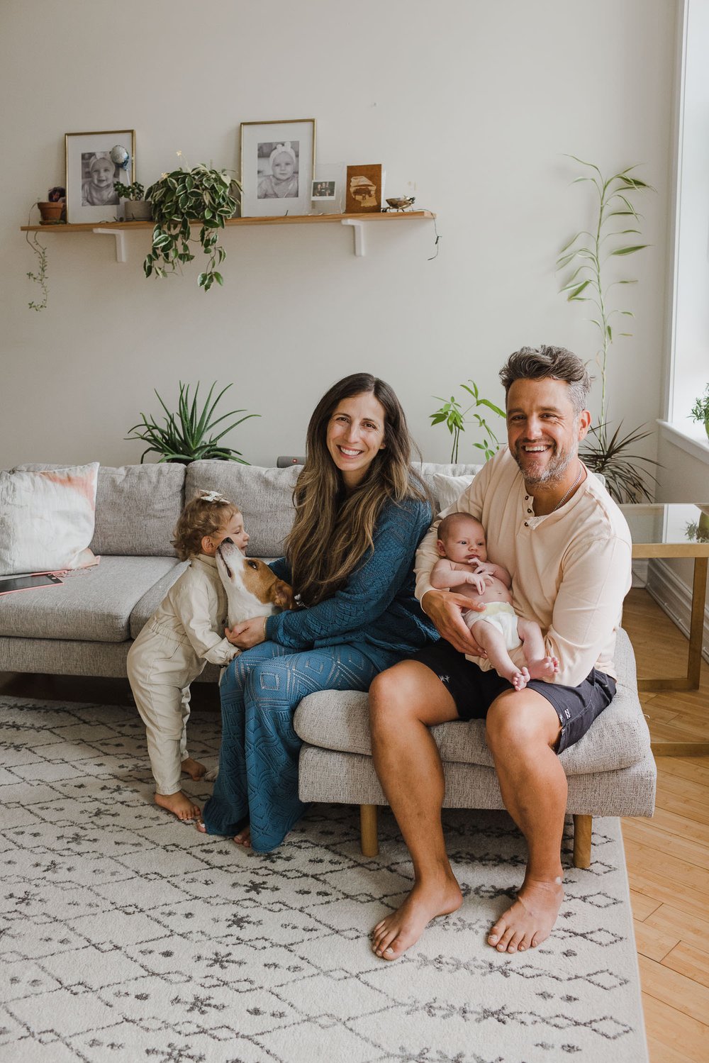 Lifestyle Family Portraits at Home with toddler and newborn