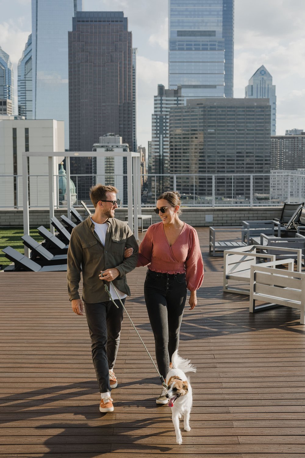 Philadelphia rooftop engagement photos