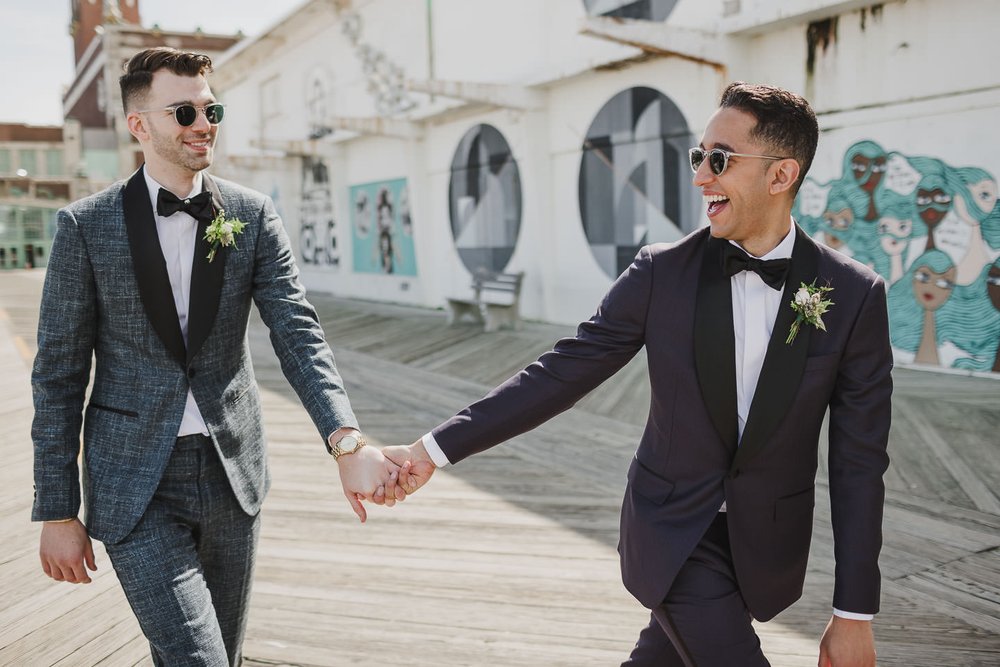 Playful gay wedding photos