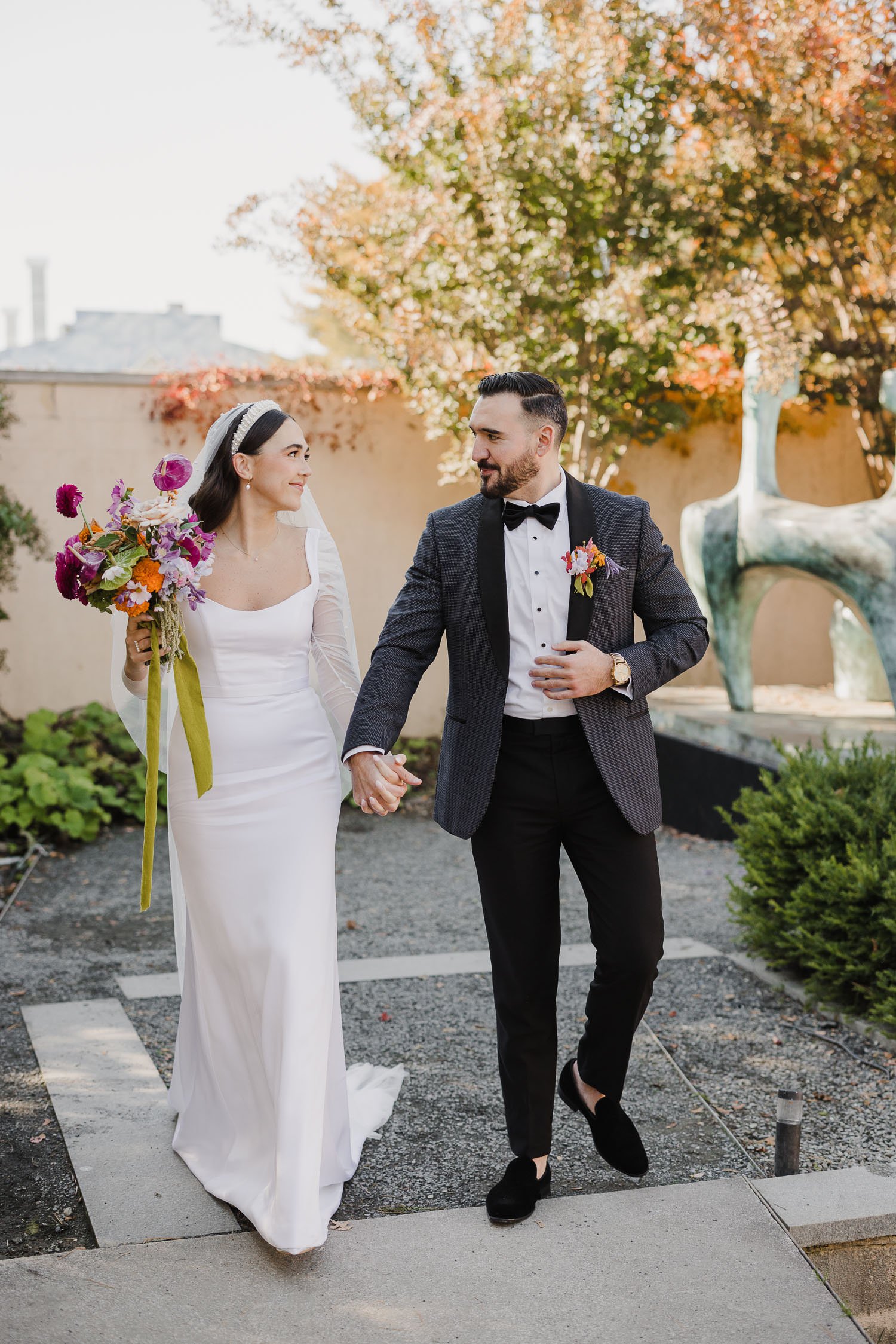 Chic, colorful fall wedding at Grounds for Sculpture