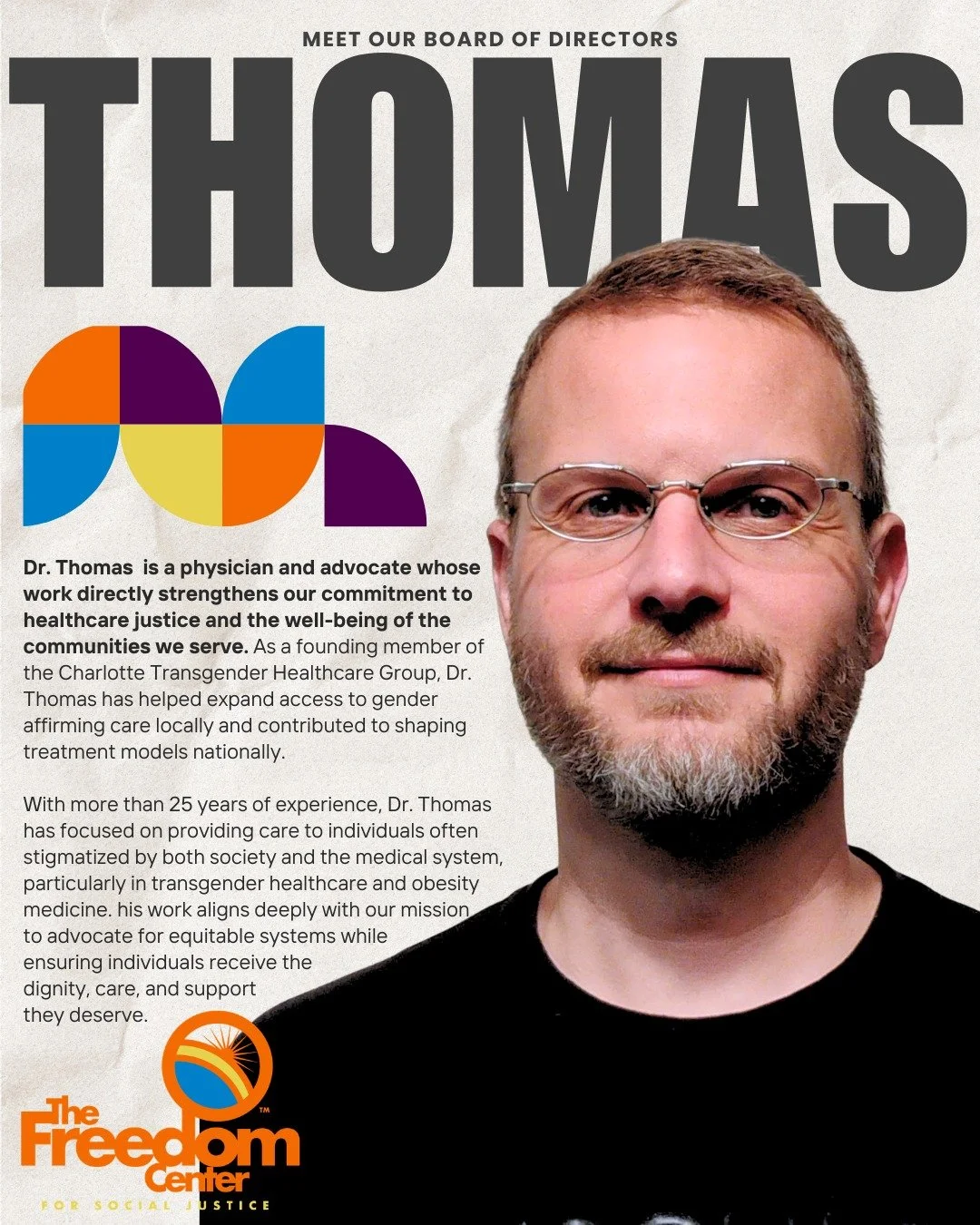 🌟 Board Spotlight: Dr. Thomas Marlowe🌟

Dr. Marlowe&rsquo;s decades of experience in transgender healthcare and stigma-free medical care directly inform and strengthen our commitment to healthcare justice. This work has helped expand access, challe