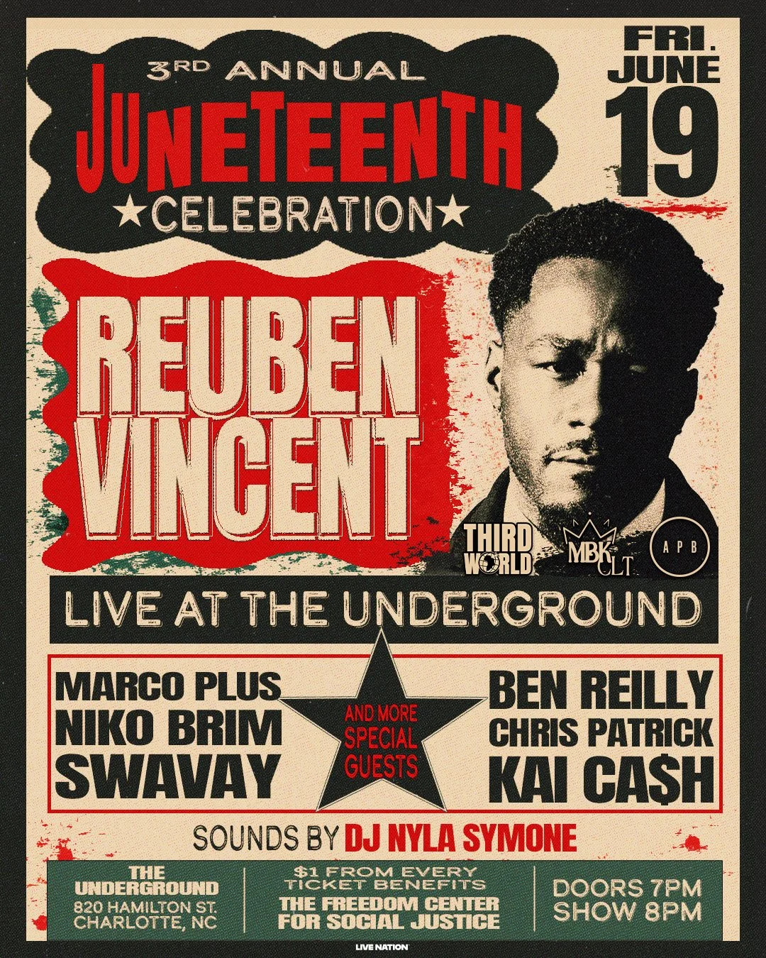 🎉 Come celebrate Juneteenth with Reuben Vincent's 3rd Annual Juneteenth Celebration at The Underground Charlotte on Friday, June 19!

We're honored to be one of the beneficiary organizations for this incredible event celebrating Black culture, commu