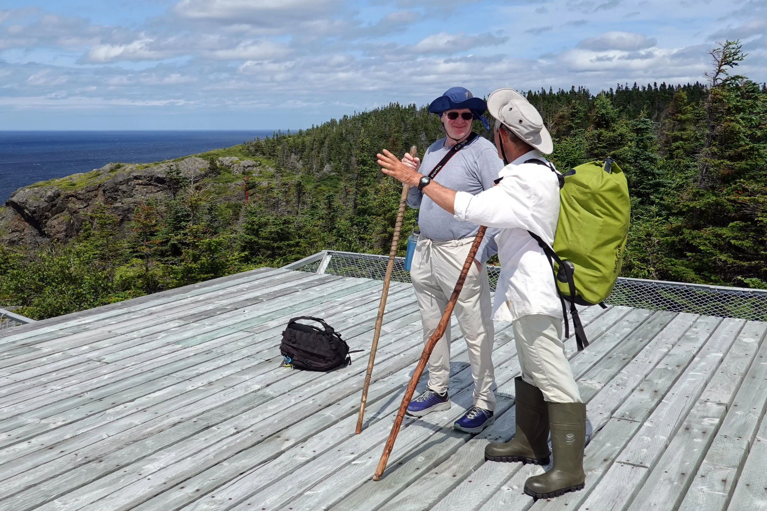 Dave and Dirk on helipad at Surgeon Cove Point Lighthouse