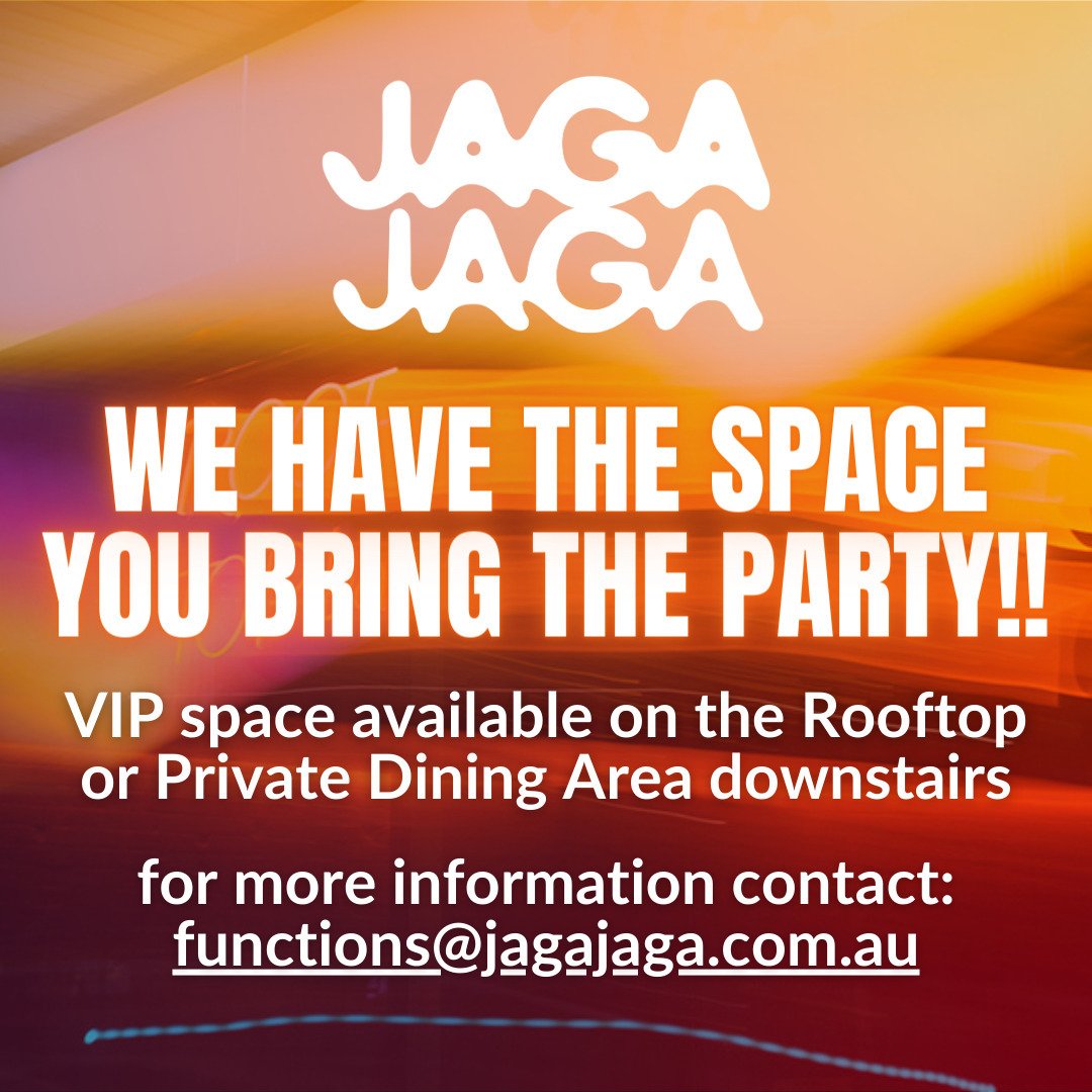 🎉 Ready to party? At Jaga Jaga, we've got the space, you bring the vibe! Whether it's a rooftop party or our cozy private dining area downstairs, we're here to make your event special. Elevate your experience with VIP treatment! 

For inquiries, rea