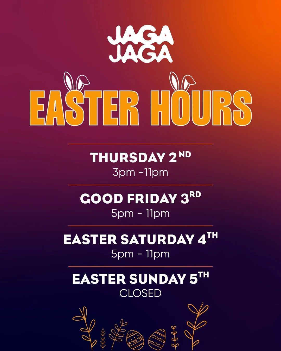 We&rsquo;re open all the way through Saturday &mdash; and Easter weekend is shaping up to be a good one 🐣✨

Lock in your table now and come celebrate with us&hellip; great food, great vibes, and a proper good time. It&rsquo;s going to be a blast.

D