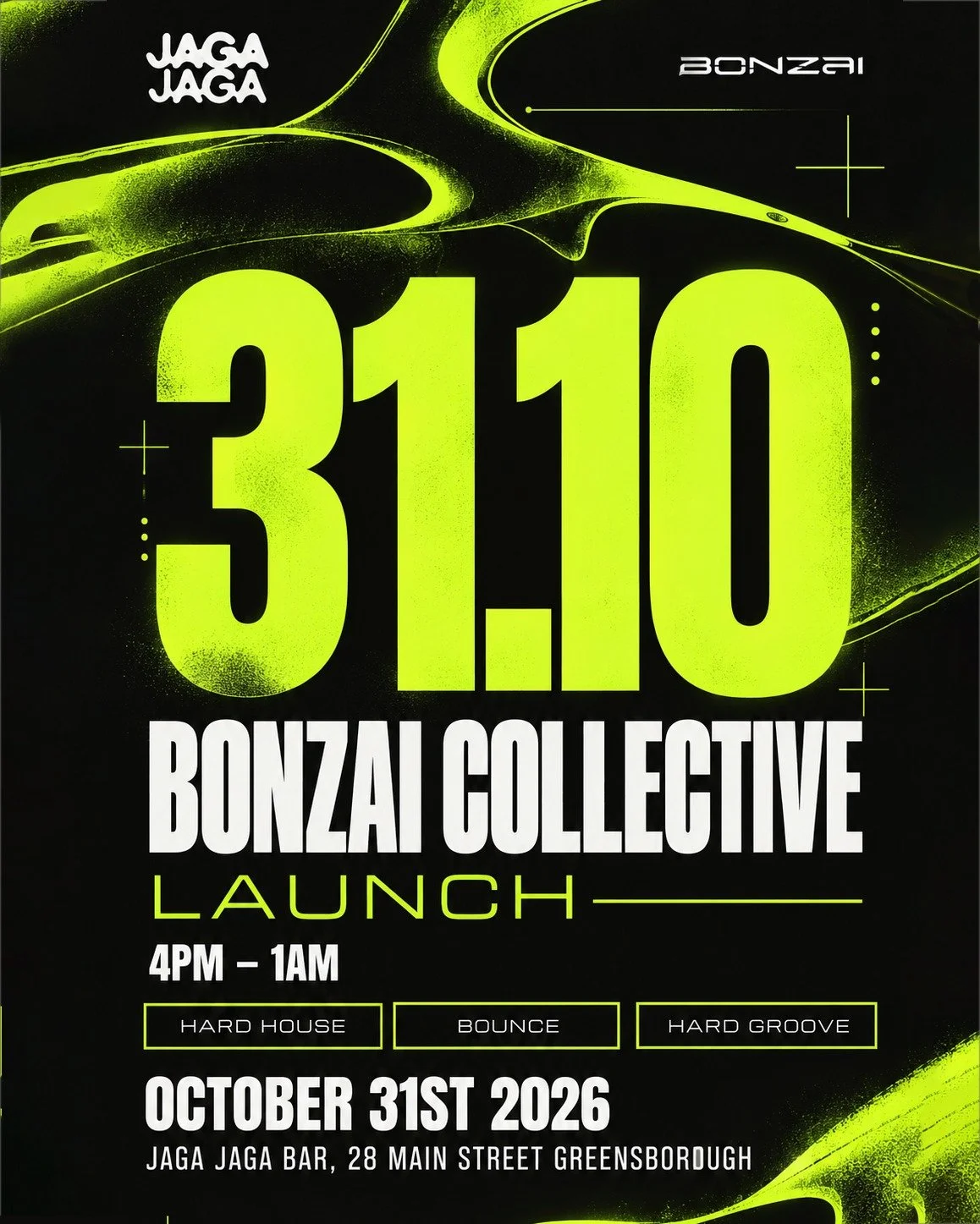 Halloween is getting a little heavier at Jaga Jaga 🎃🔊 Bonzai Collective is taking over the rooftop on Saturday 31 October for an afternoon and night of hard house, bounce and hard groove, running from 4pm to 11pm.

Presale tickets are dropping shor
