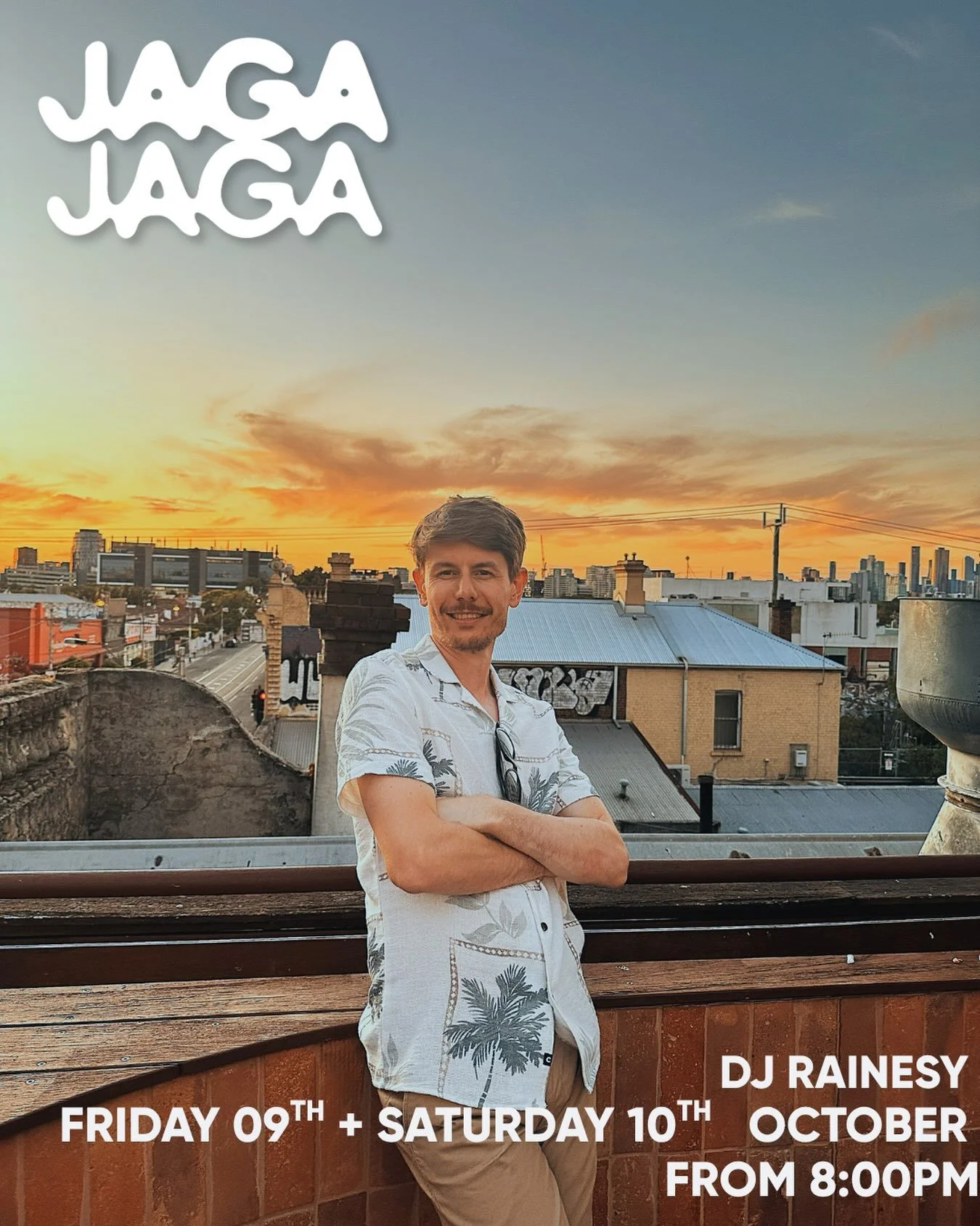 🎧 DJ RAINESY LIVE ON THE ROOFTOP!

We&rsquo;ve got your weekend sorted at Jaga Jaga!

DJ Rainesy is taking over the rooftop for two nights of good tunes, drinks and rooftop vibes.

Friday 9 October &ndash; From 8PM
Saturday 10 October &ndash; From 8