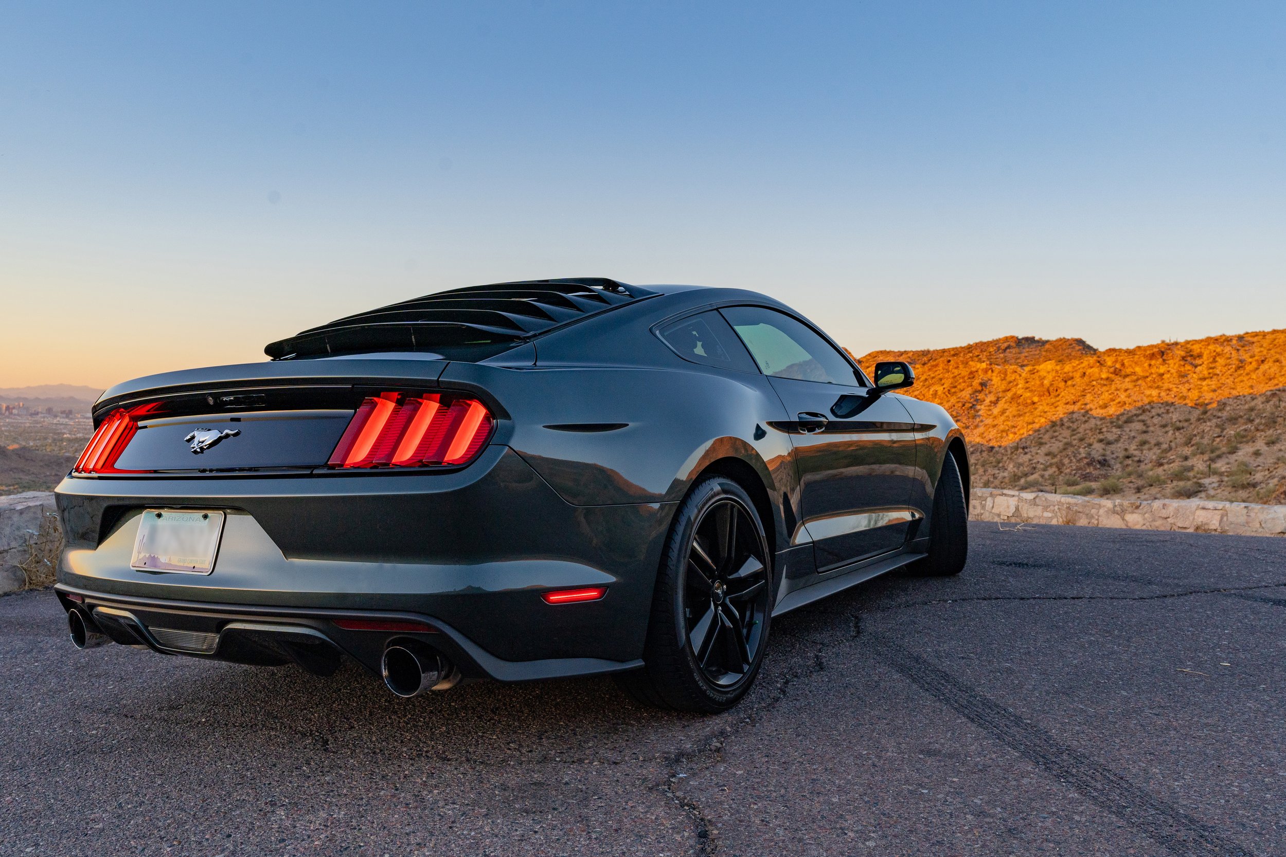 Personal Work Image of 2016 Ecoboot Mustang read side profile at sunset on a mountain road in Phoenix, AZ photo by After Action, LLC #AfterActionAZ.jpg