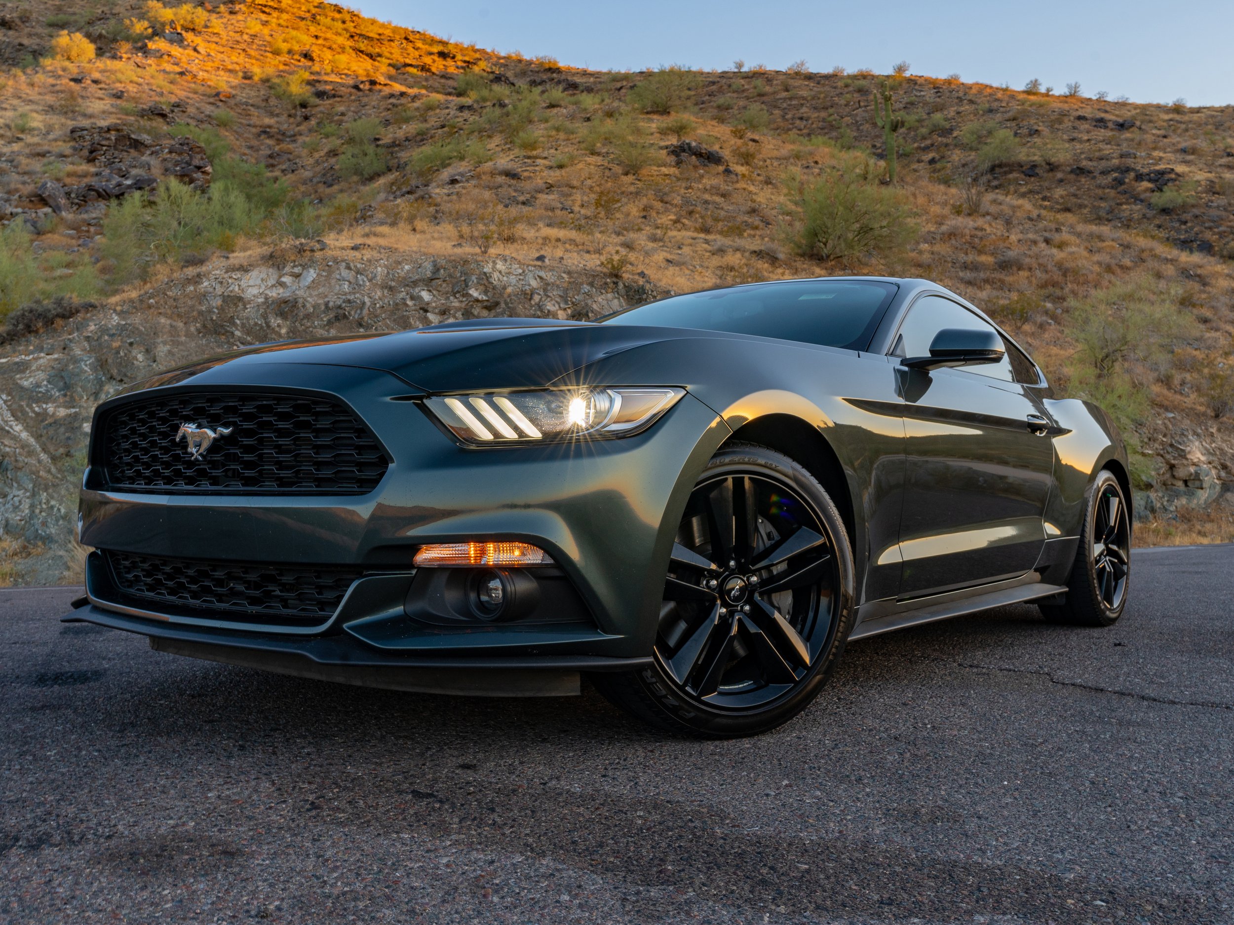 Personal Work Image of 2016 Ecoboot Mustang front side profile at sunset on a mountain road in Phoenix, AZ photo by After Action, LLC #AfterActionAZ.jpg