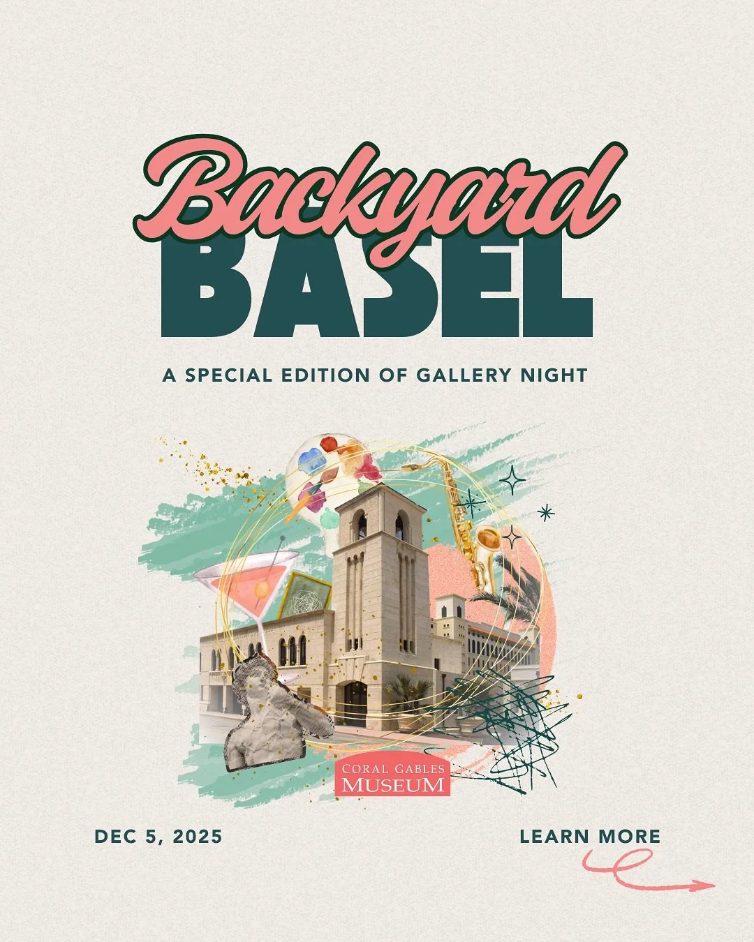 Skip the beach and Wynwood &mdash; Backyard Basel is bringing the magic of Art Basel to the heart of Coral Gables 🎨✨

Join us at the Coral Gables Museum for a free Gallery Night &amp; Art Fair, featuring live music, local artists, and a VIP Collecto