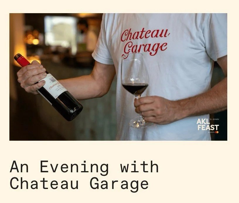 Auckland! Have you secured your spot at @bistrosaine__ ? Grab your crew and some tickets for a night of fine food and Chateau Garage wine 🍷 and a few good yarns with Ollie. 
See you there!