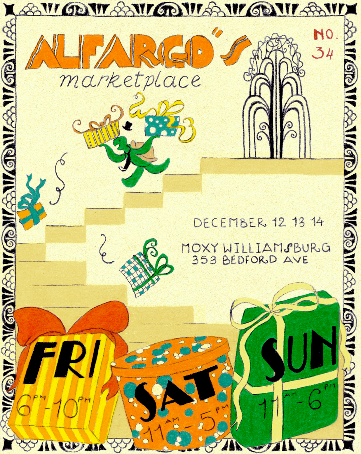 Flyer for Alfargo's Marketplace #34.