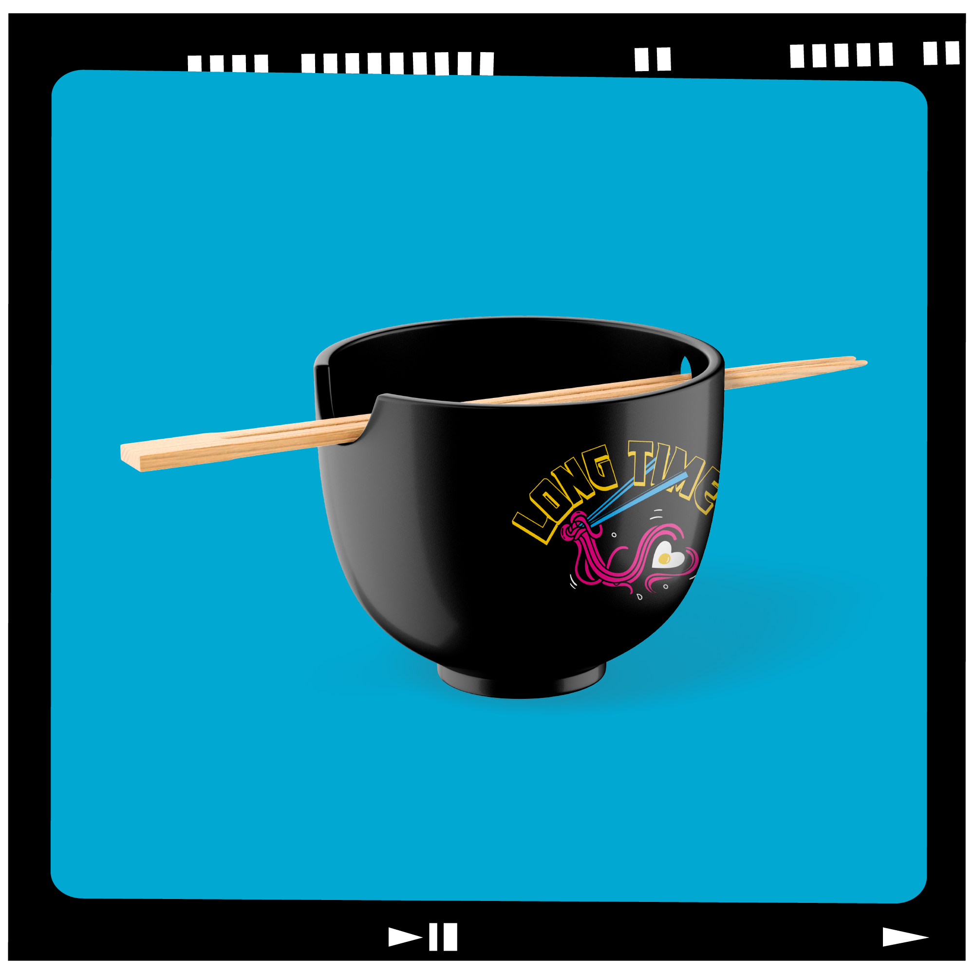 Art mockup of a noodle bowl for 'Long Time Ramen House''