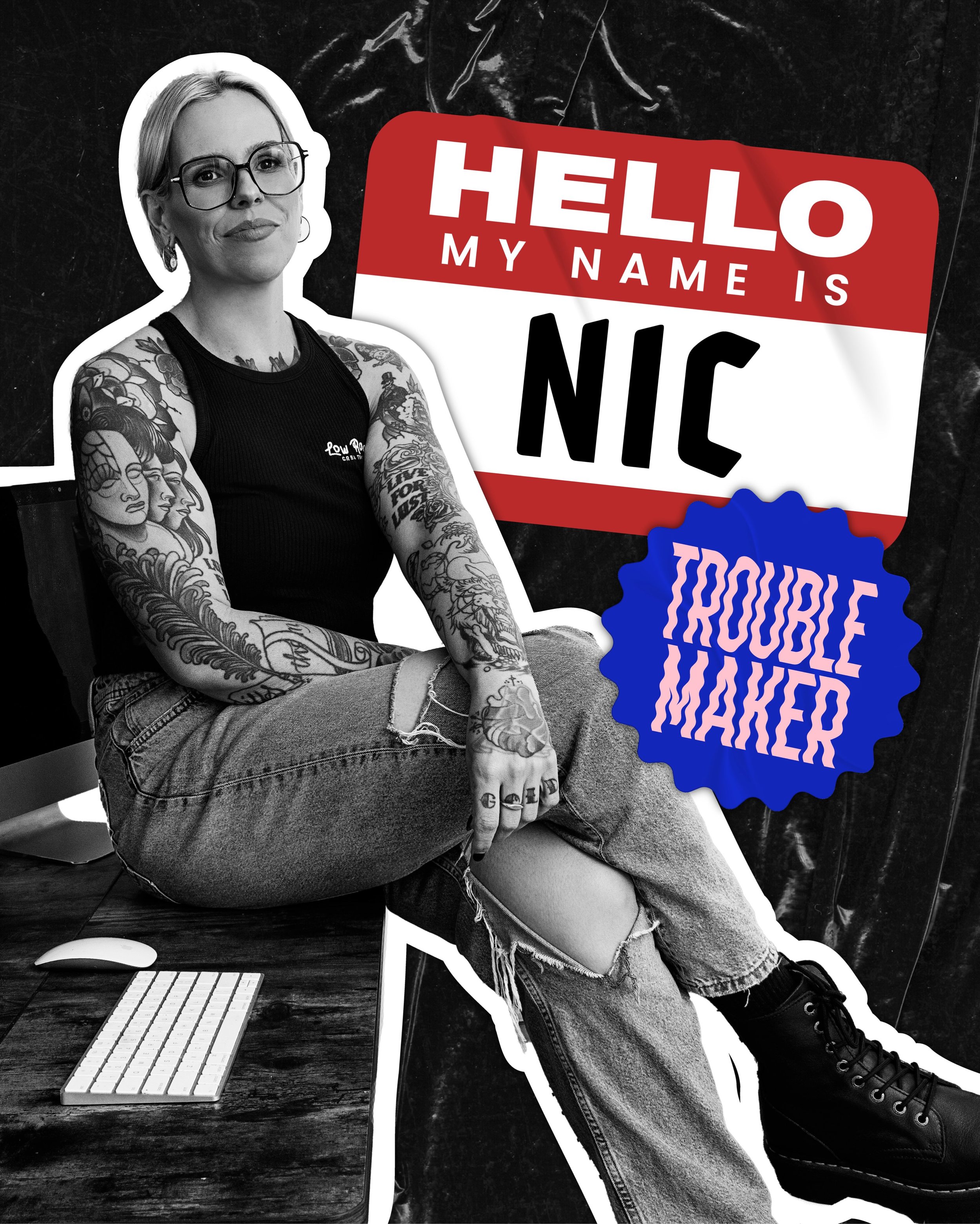 Hey 👋🏼 I&rsquo;m Nic. Designer, professional overthinker and the troublemaker behind Low Road Creative.

I&rsquo;ve spent 10+ years making things look good for other people, and somewhere along the way decided to build the kind of creative studio I