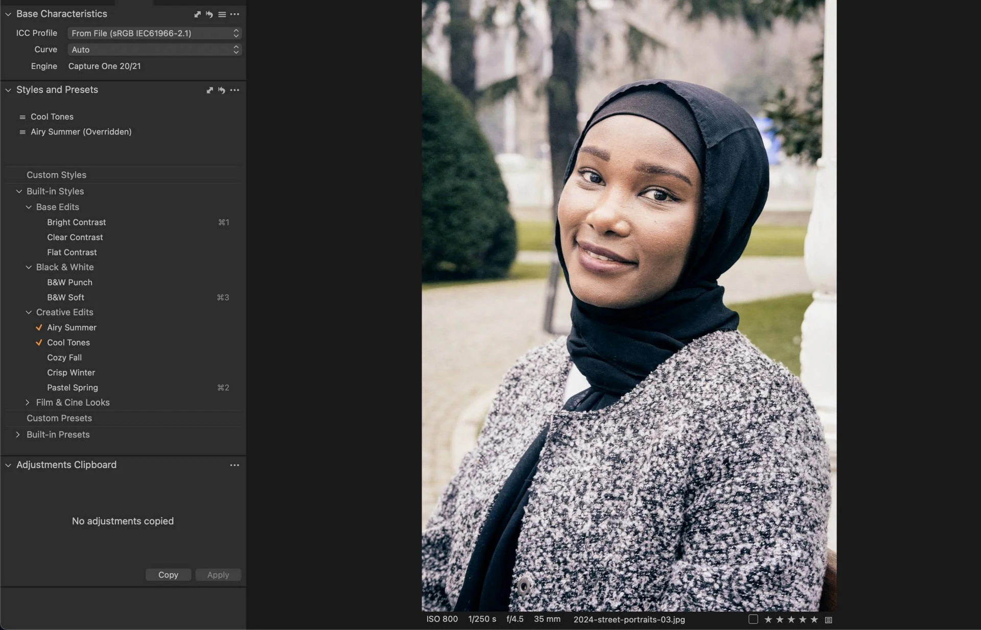 capture one presets