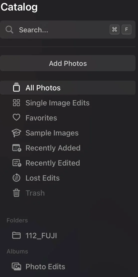  Users can create different folders inside the Catalog tab. 