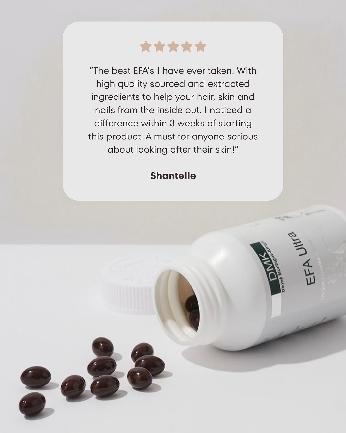 DMK EFA Ultra is your daily dose of essential fatty acids, designed to nourish, hydrate, and support healthy skin from the inside out.

Featured in this post: a real DMK client review sharing just how transformative EFA Ultra has been!

Glow starts h
