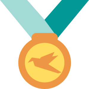 A gold medal with the Yipiyap logo.