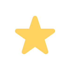 A speech bubble containing a star, representing great feedback.