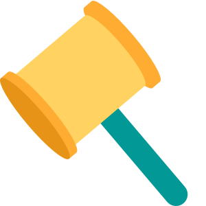A gavel, representing law.