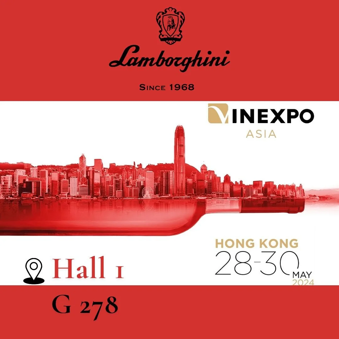 Lamborghini Wine @VINEXPO ASIA 
See you in Hong Kong

🗓️May 28-30, 2024
🇭🇰HKCEC, Hong Kong
📍Hall 1 - G 278
#lamborghiniwine . , . , *drink responsibly
#lamborghiniwinery&nbsp;#lamborghini #luxurybrand&nbsp;#wine&nbsp;#winelover #since1968 #lambor