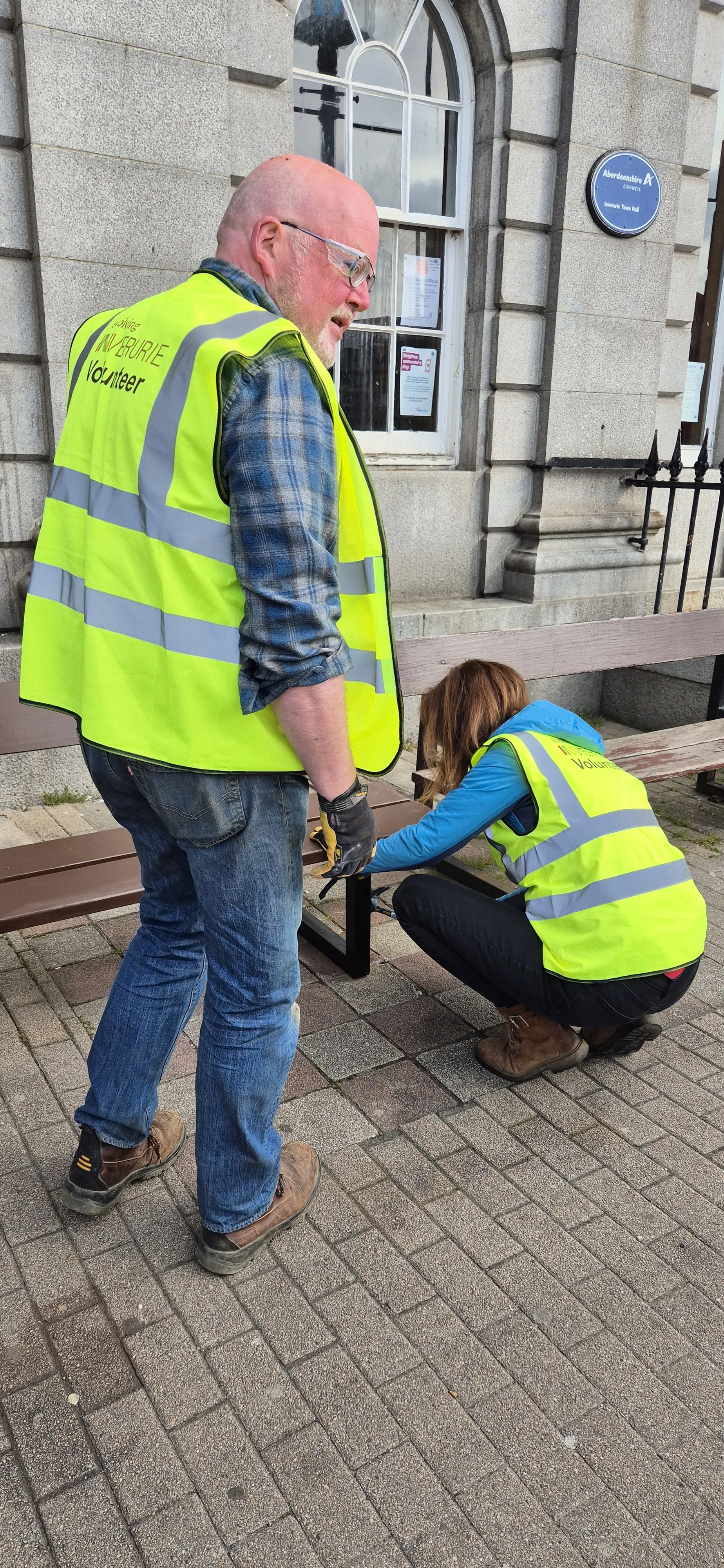 Benches outside Inverurie Town Hall