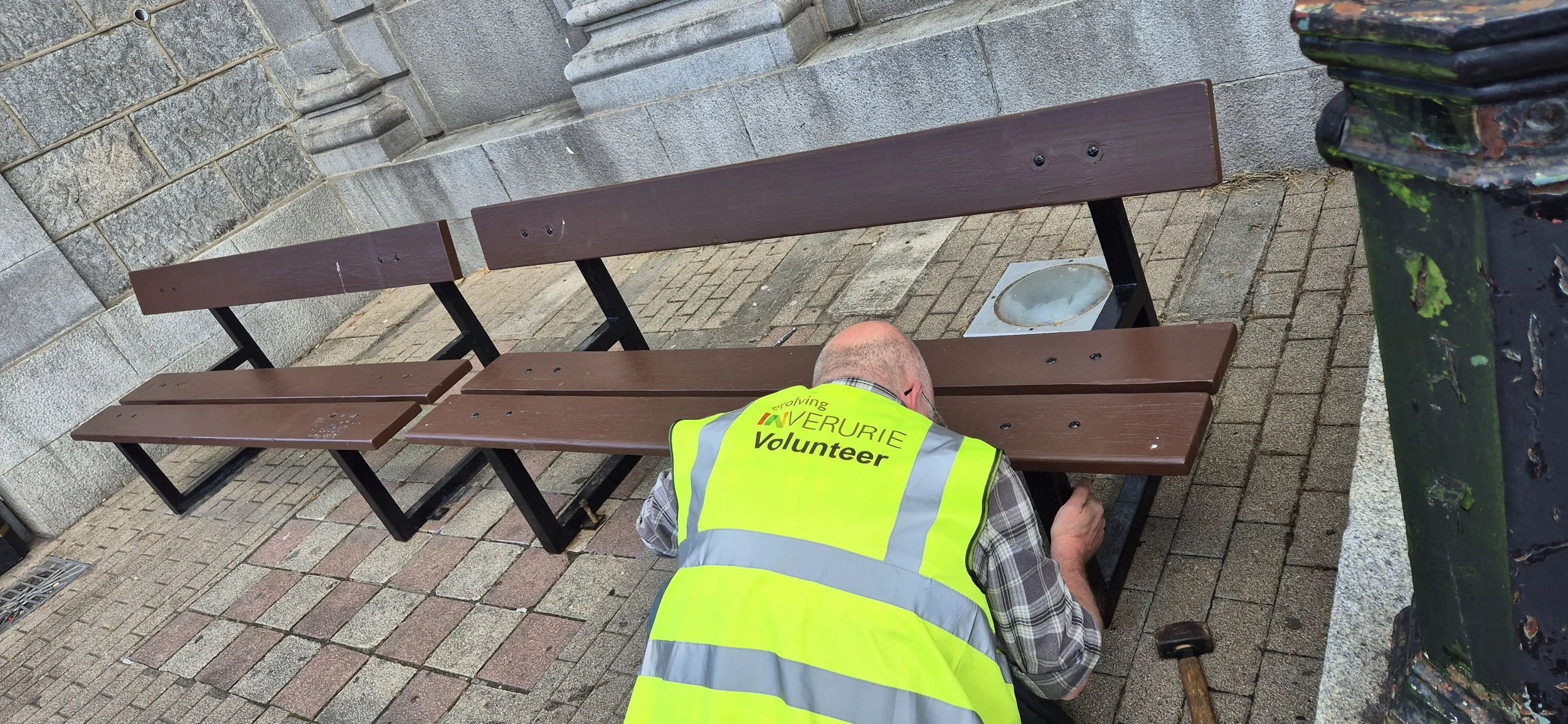 Benches outside Inverurie Town Hall 