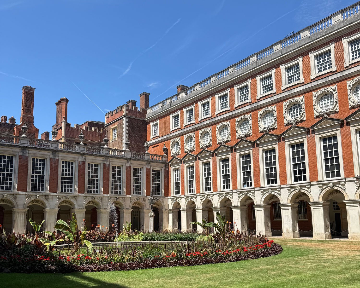 Fountain Court at Hampton Court Palace, home of the Royal School of Needlework, where the 5-day Passementerie Masterclass is taught.