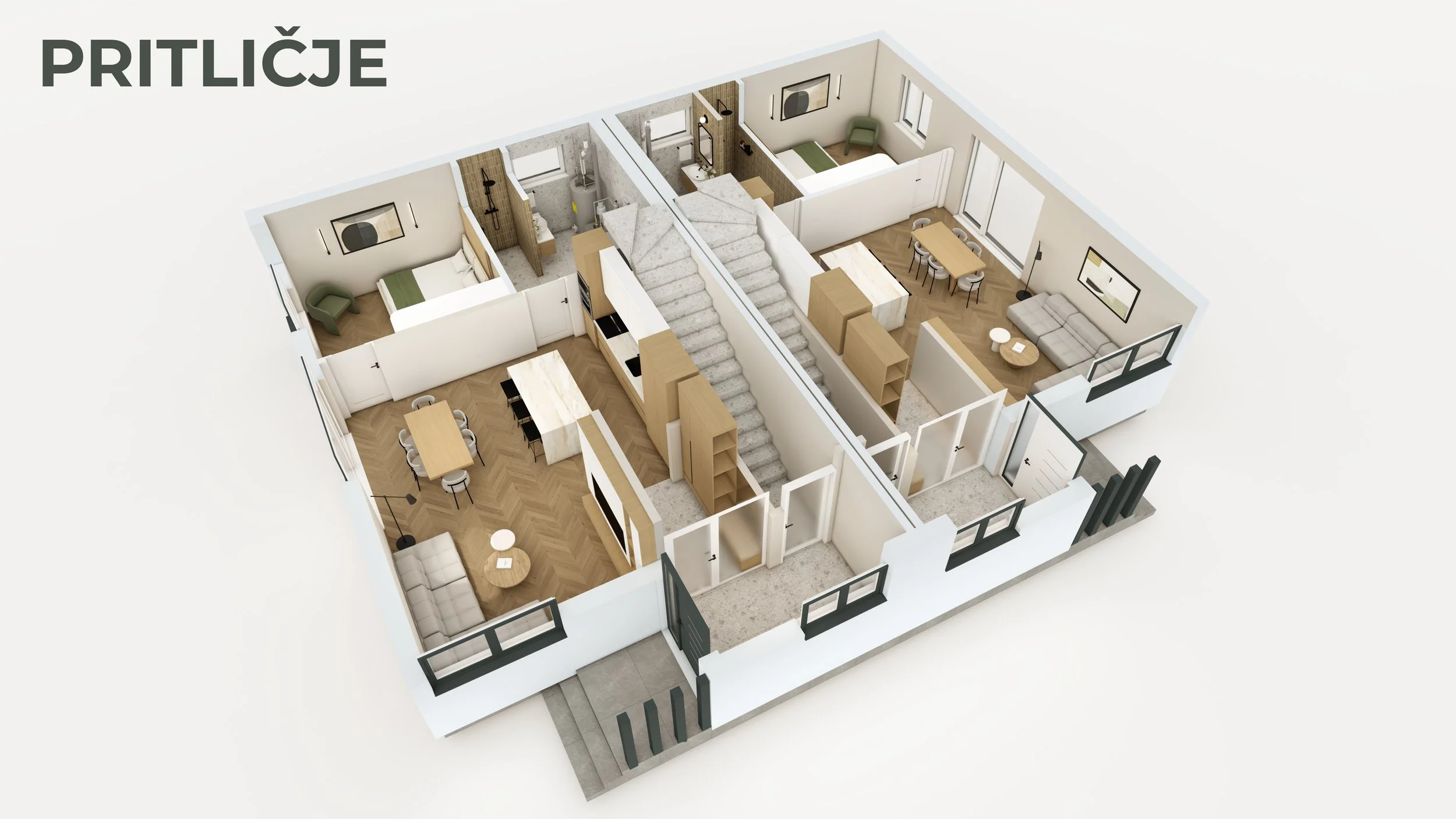Dvojček Videm, Dobrepolje 133,1 m2, enota  Z1, novogradnja - zgr. l. 2026, 446 m2 zemljišča