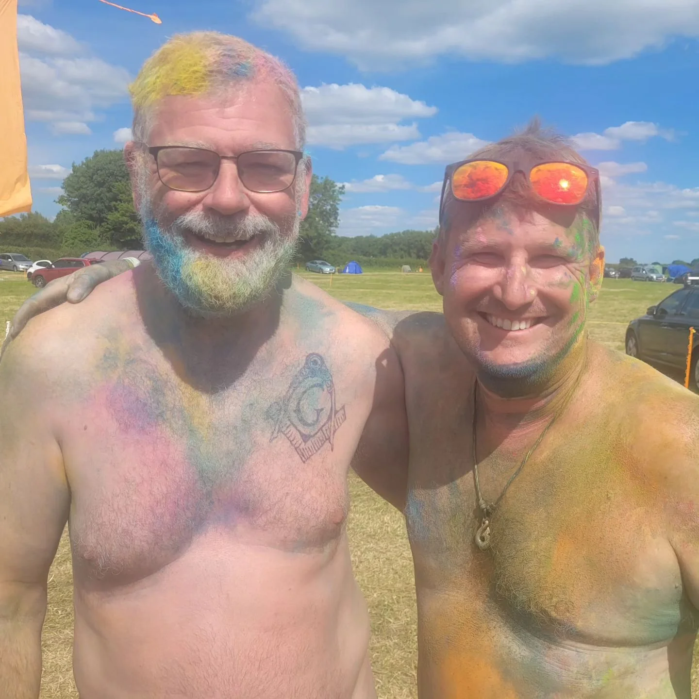 The after effects of a Holi paint fight, at least there were no clothes to get covered in paint. #thorneylakes #nudefest #bn #britishnaturism