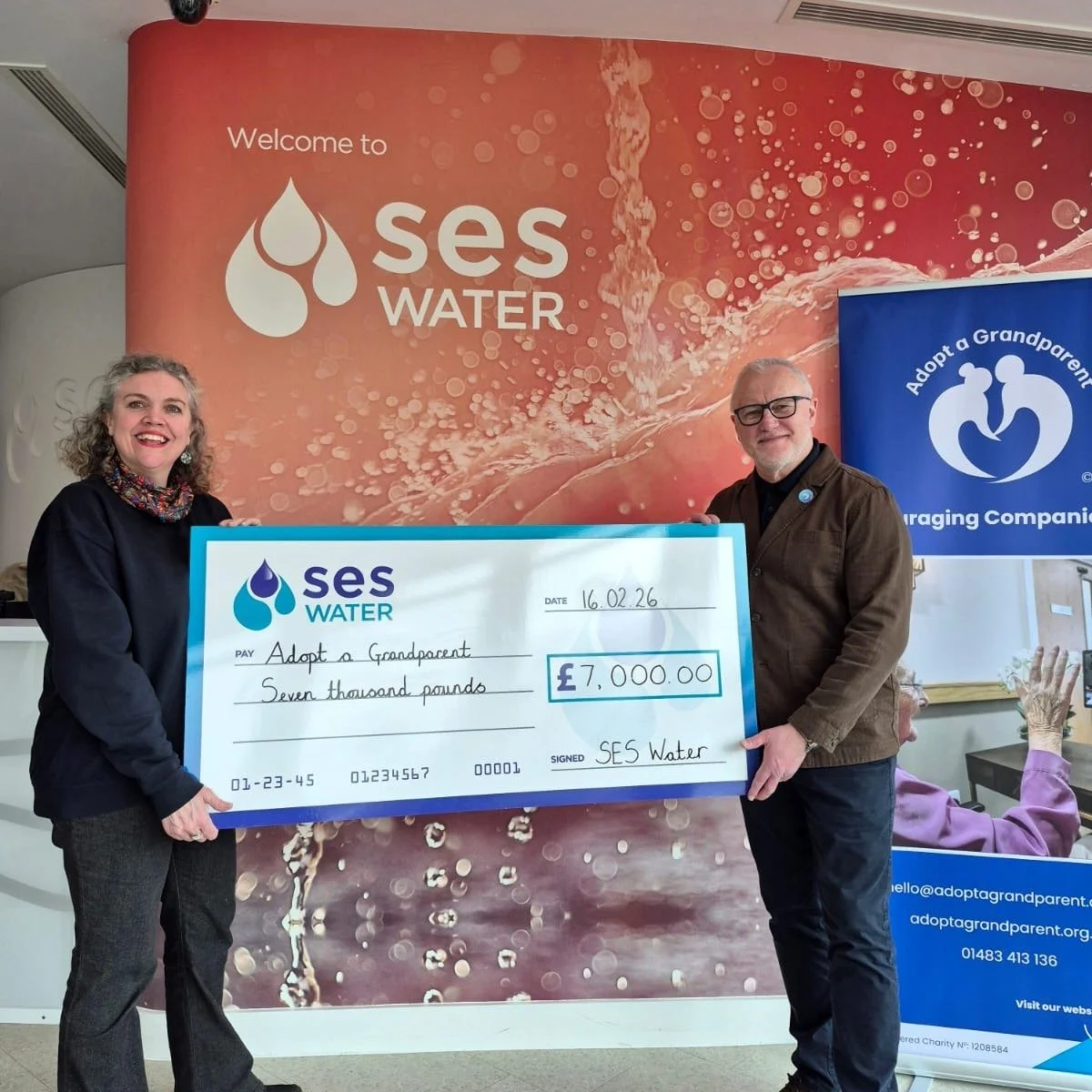 We&rsquo;re proud to share that Adopt A Grandparent has been awarded &pound;7,000 through the SES Water Better Futures Fund! 

A huge thank you to the teams at SES Water and ActionFunder for recognising the importance of our work and supporting our m
