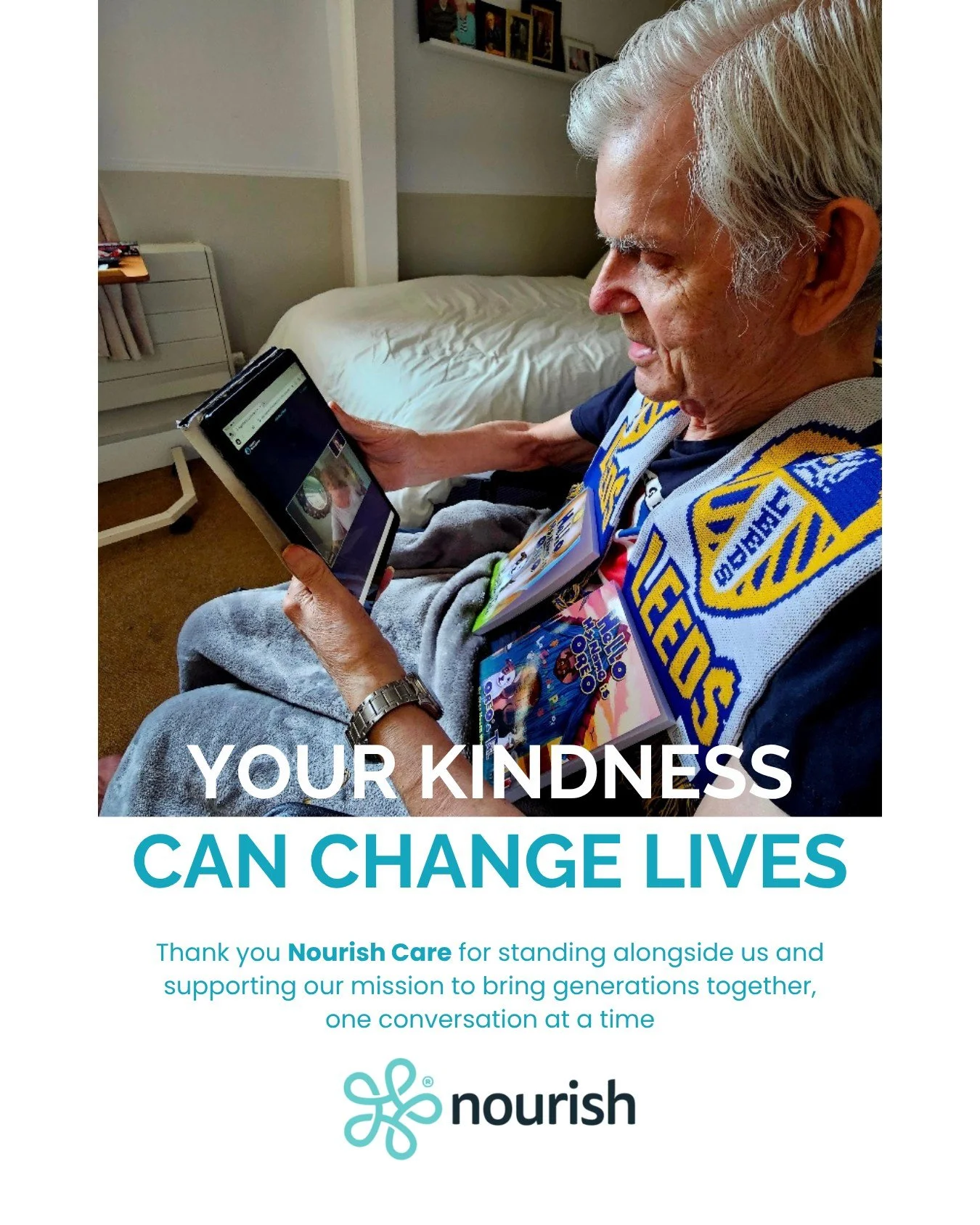 We&rsquo;re incredibly grateful to have @nourish_care continuing its support as a valued sponsor of Adopt a Grandparent.

Partnerships like this help us continue creating one to one connections between care home residents in the UK and our wonderful 