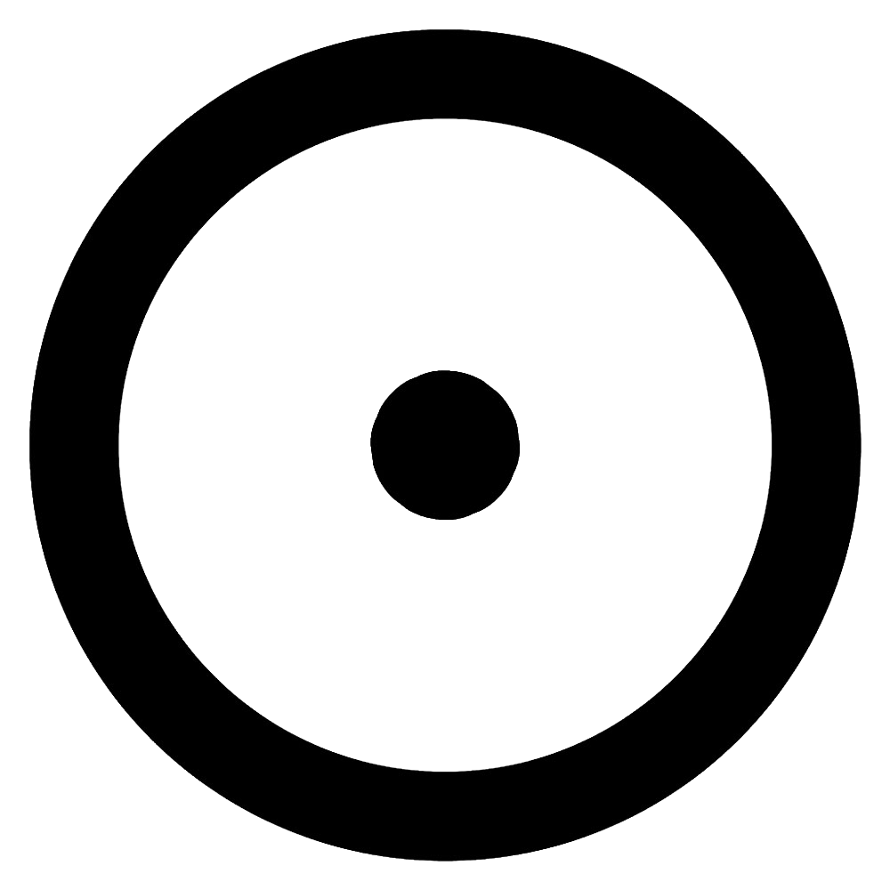 Black background with concentric white circles and lines, resembling a target or radar display.