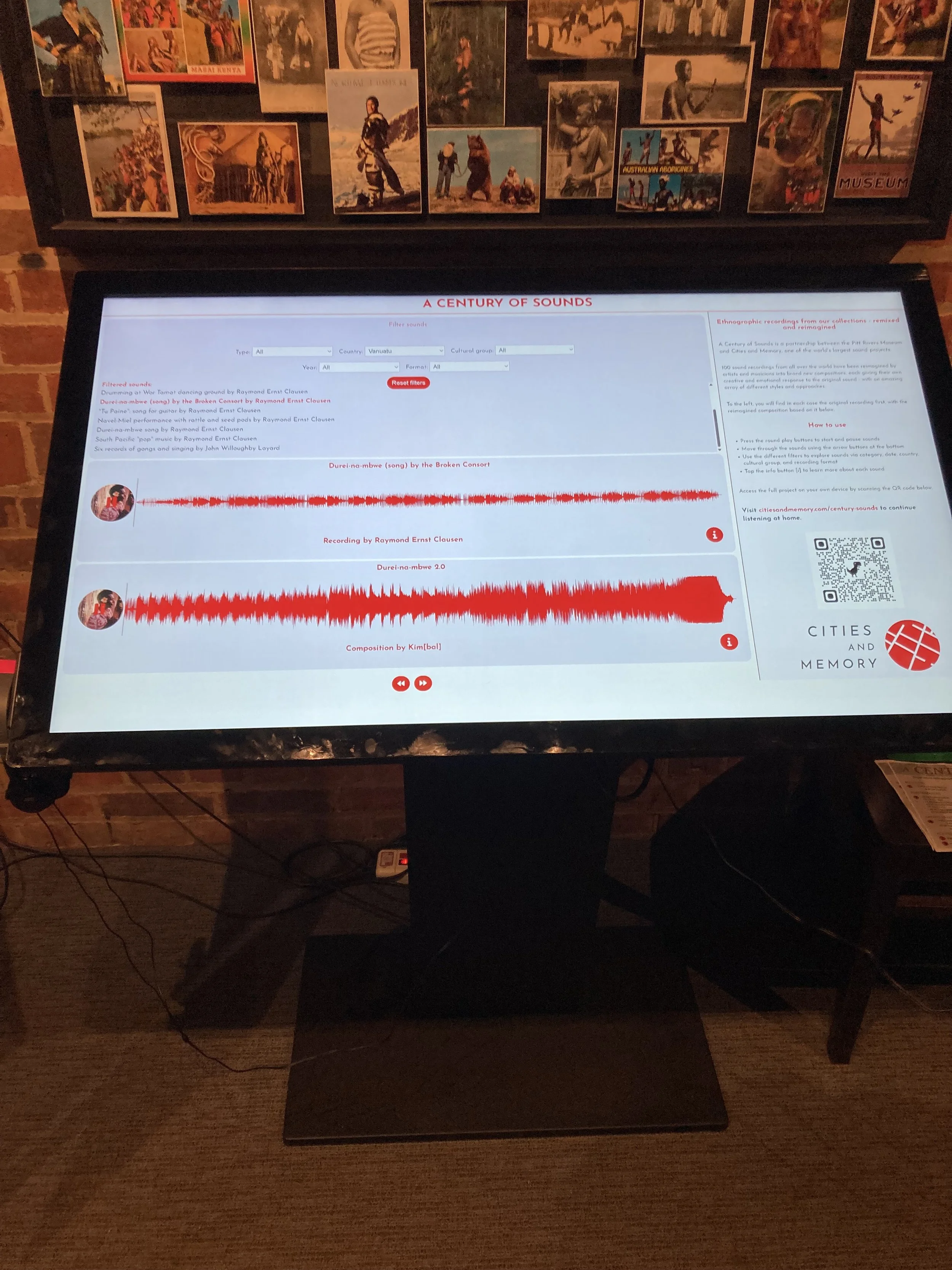 A Century of Sounds installation at the Pitt Rivers Museum
