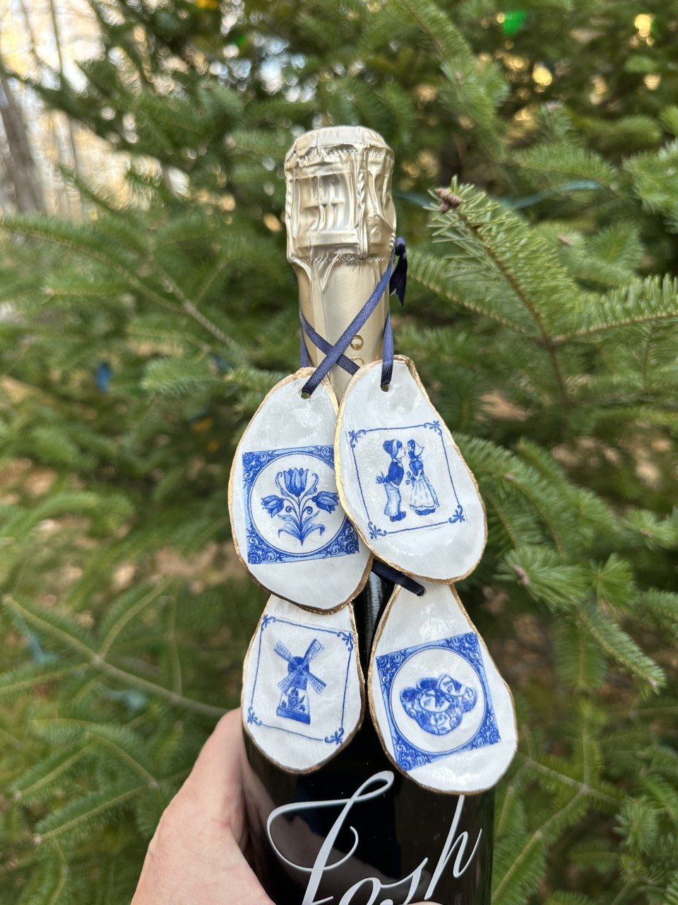 Set of 4 Miniature Blue Delft Dutch Tiles