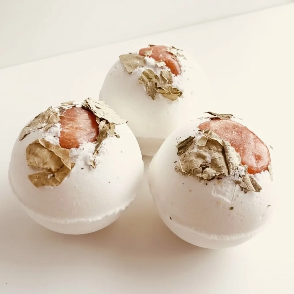 Orange Calcite & Lotus Leaf Bath Bomb