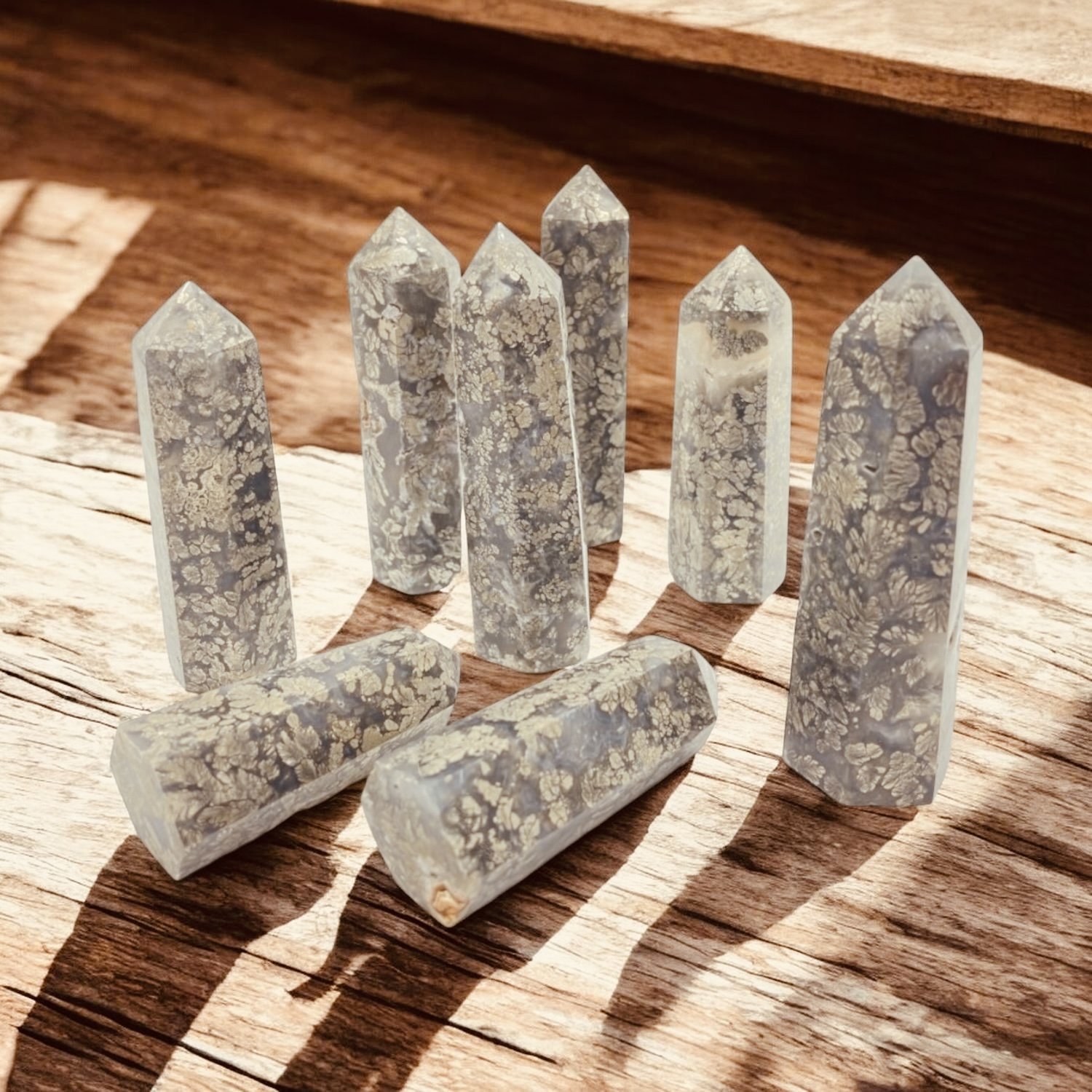 Pyrite Flower Agate Tower