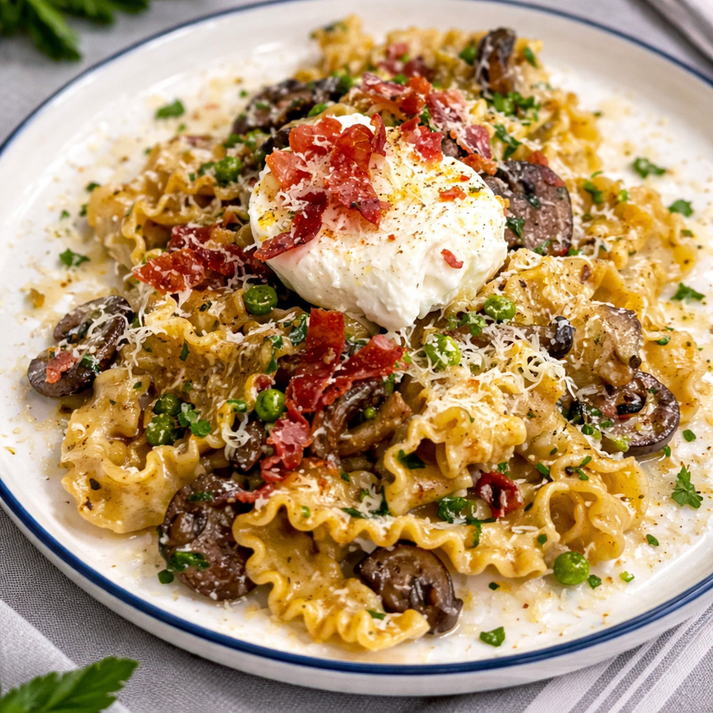 Creamy mafaldine with burrata and prosciutto.png