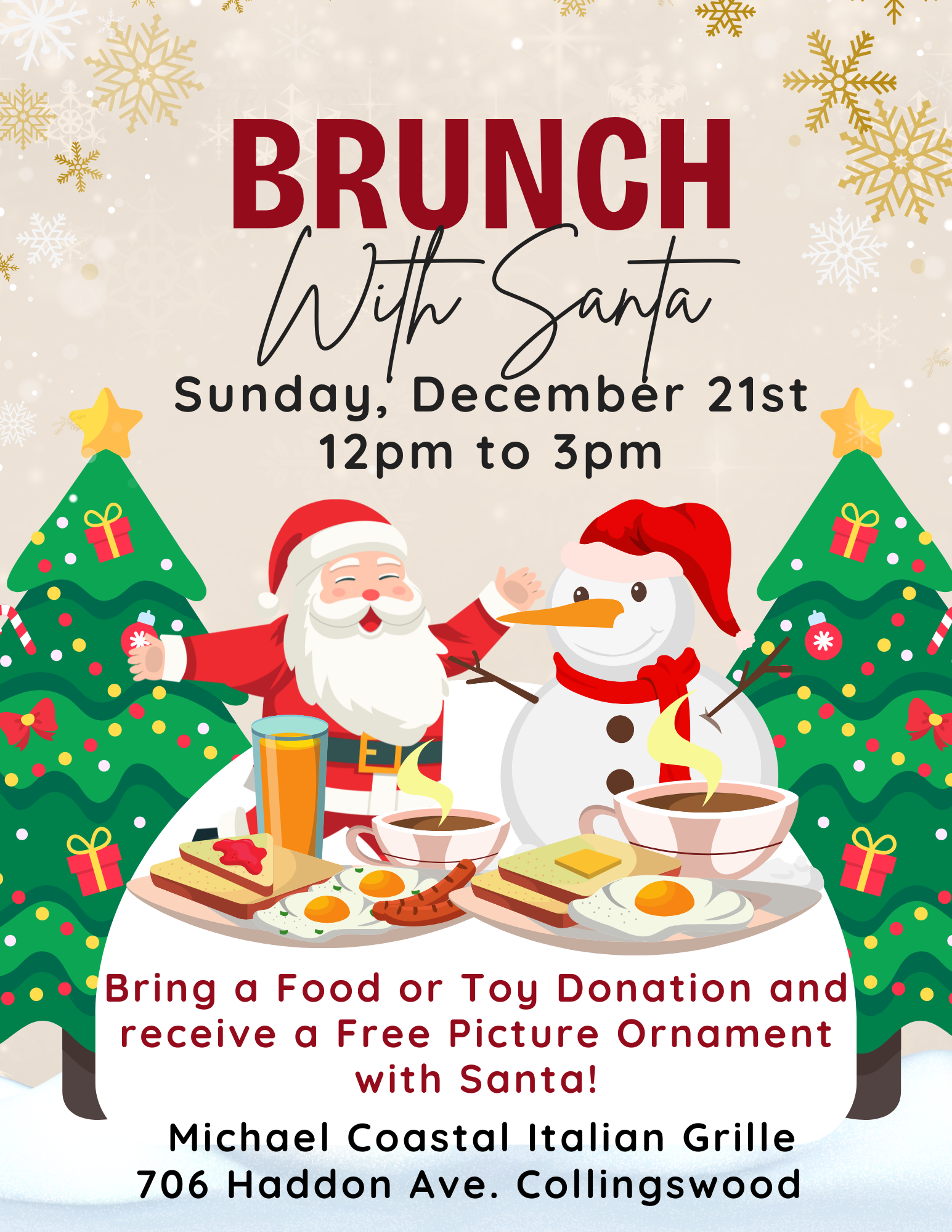 Cream and Red Illustration Breakfast With Santa Flyer.png