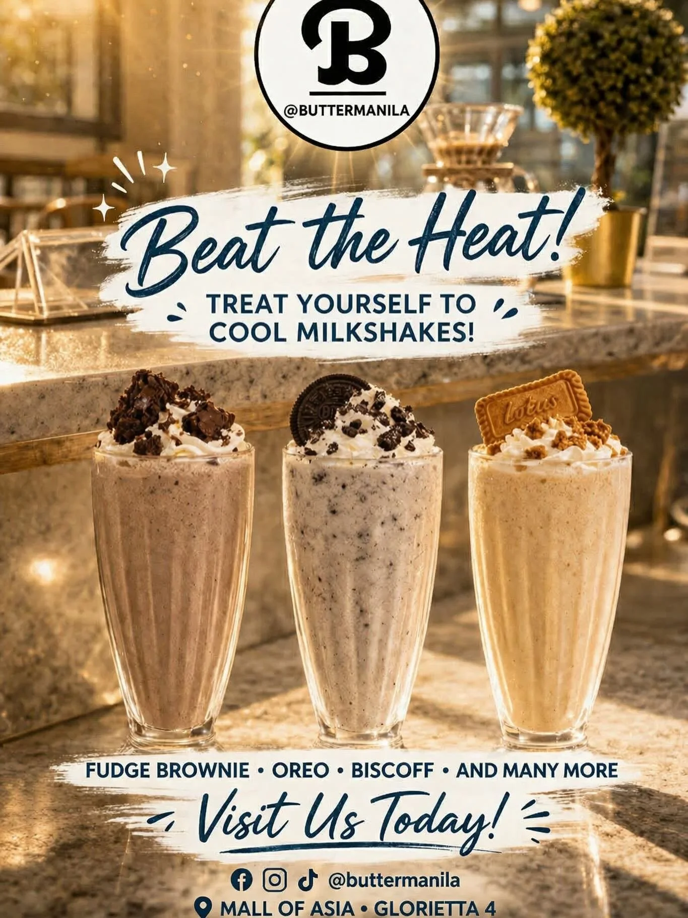 Beat the heat the right way ☀️🥤
Cool down with our rich creamy milkshakes made to hit different
from Fudge Brownie to Oreo to Biscoff 🤎

Now serving you at Glorietta 4 and Mall of Asia Entertainment Hall 📍
Come through and treat yourself today

#F