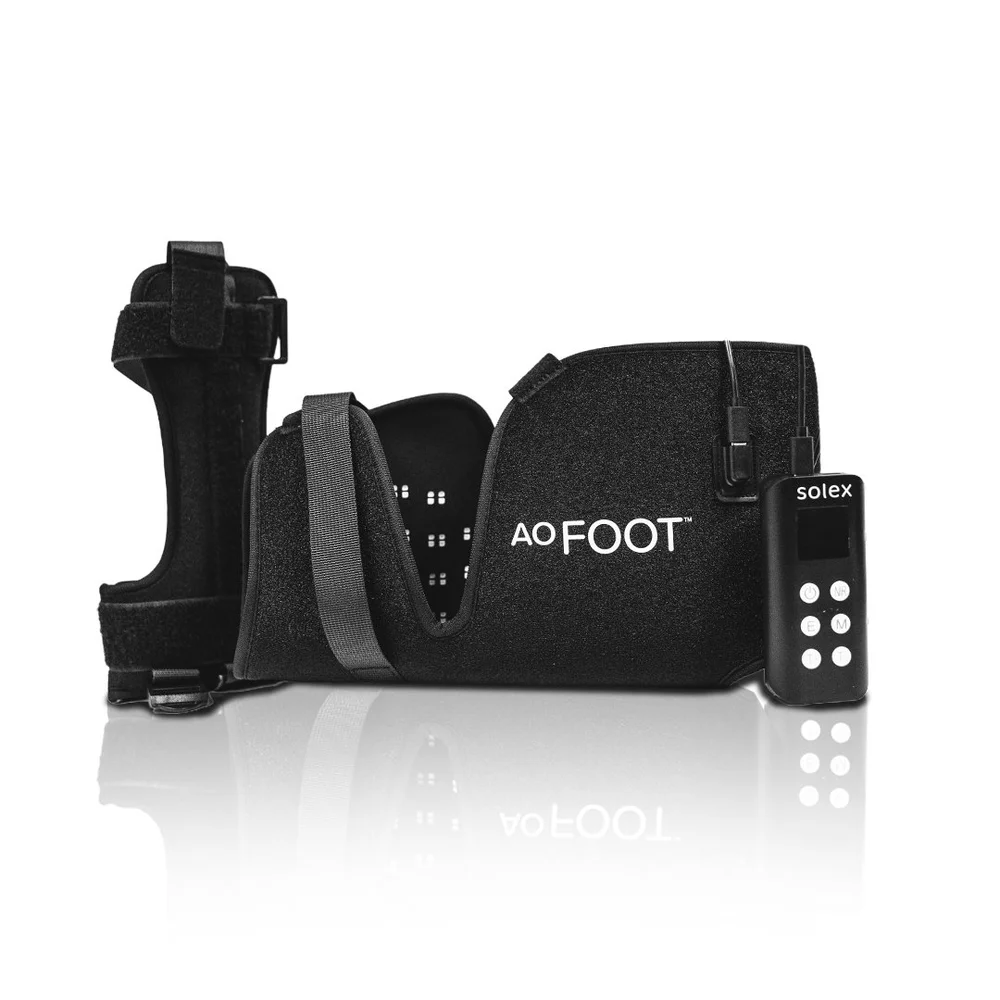 The Solex AO Foot light therapy wrap around a foot and ankle