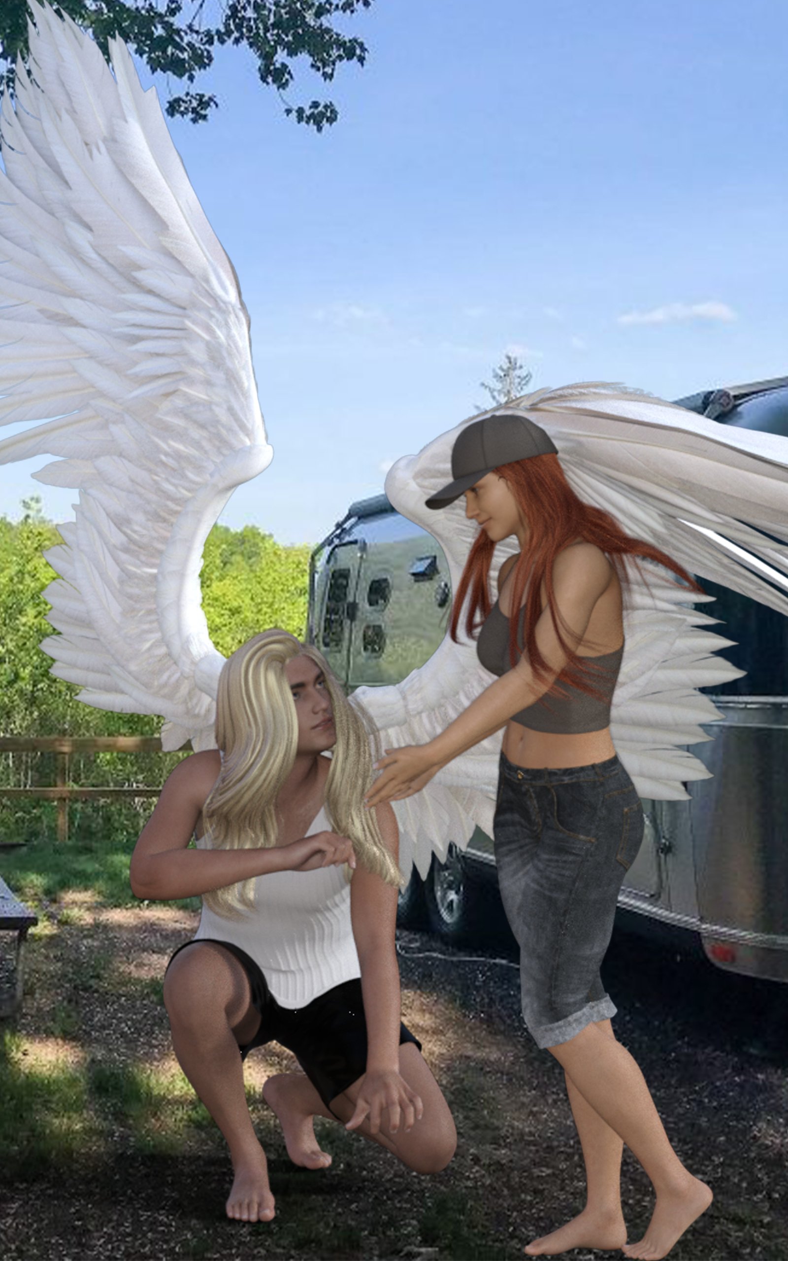 Alison helping Lukas up after a hard landing