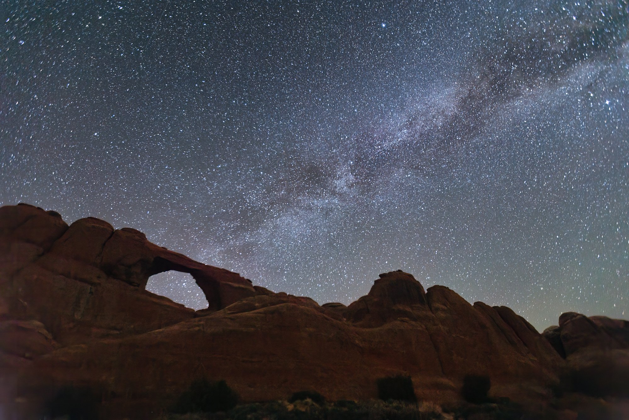 Skyline Arch - the 'Tail' of the Milky Way

When shooting the Milky Way, most photographers seek the 'Core', and I do too. That's the brightest and most detailed area. But, the opposite of the core is the 'Tail', and I loved how it led my eye right t